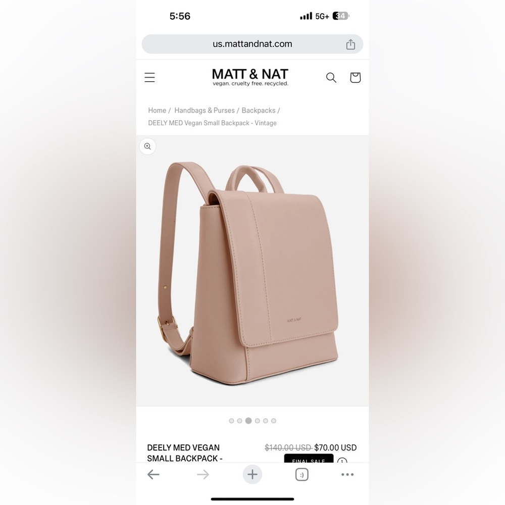Matt & Nat DEELY MED VEGAN SMALL BACKPACK - Blush